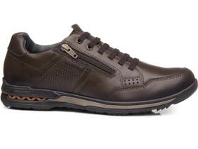 Sapatênis Masculino Pegada Couro Casual Calce Fácil Marrom