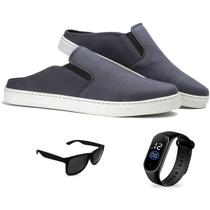 Sapatênis Mule Slip On Masculinos Confortavel + Oculos e Relogio