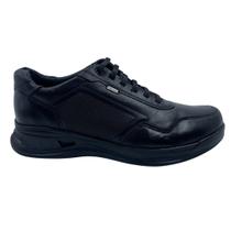Sapatênis Pegada Couro Cadarço Elástico Preto 126801 Sapatênis Pegada Couro Cadarço Elástico Preto 126801