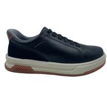 Sapatênis Pegada Couro Preto 112751 Cadarço Elástico TPU - Preto 42