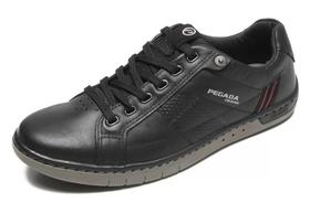 Sapatenis Pegada Masculino Couro Solado Costurado Amarrado