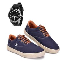 Sapatênis Polo Masculino Tênis Casual Leve Confortável + Relogio Analógica