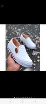 Sapatênis Sapatilha feminino Slip On Zíp casual Leve e confortável branco