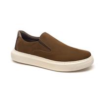 Sapatênis Slip On Couro Masculino Caramelo Cr147