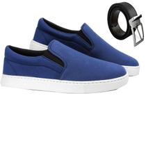 Sapatênis Slip On Masculino Yate Casual Moderno + Cinto