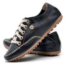 Sapatenis Tenis Casual KRN Shoes de Couro com Costura Manual e Detalhe Metal