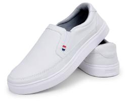 Sapatênis Tênis Masculino Mocassim Slip On Branco Calça Fácil Super Confort Solado Borracha Sapatênis Tênis Masculino Mocassim Slip On Branco Calça Fácil Super Confort Solado Borracha