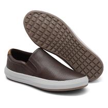 Sapatenis Tenis Sapato Casual de Couro Calce Fácil Elástico Slip On