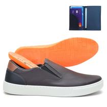 Sapatênis Tênis Slip On Masculino Calce Facil Com Palmilha Gel e Carteira 1003