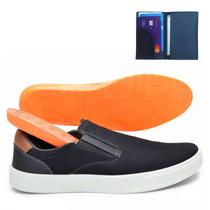 Sapatênis Tênis Slip On Masculino Calce Facil Com Palmilha Gel e Carteira