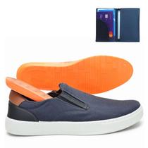 Sapatênis Tênis Slip On Masculino Calce Facil Com Palmilha Gel e Carteira