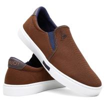 Sapatênis Tênis Slip-On Masculino Polo Joy Calce Fácil Cafe