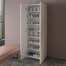 Sapaterira Alta Multiuso 2 Portas e 8 Prateleiras MDP Branca Até 24 Pares Tecnomobili