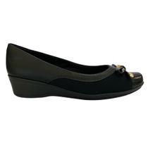 Sapatilha Anabela ComfortFlex 2594303 Feminino Preto bico redondo