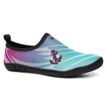 Sapatilha Aquática Híbrida Anchor Multiesportiva Neoprene Antiderrapante Verde e Rosa