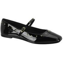 Sapatilha Bailarina Feminina Verniz Fivela Conforto Moleca 5735.223.6000 Preto N 37