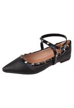 Sapatilha Bailarina Preta com bico fino, detalhes spike Sapatilha Bailarina Preta com bico fino, detalhes spike