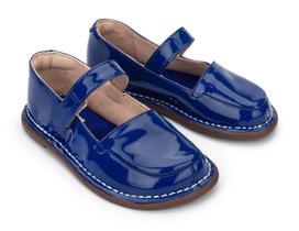 Sapatilha Baralho Couro Verniz Azul Klein - Petit Cheval