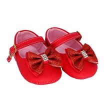 Sapatilha Bebê Menina Laço Gliter Recém Nascido Moda Confort