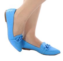 Sapatilha bico fino azul com detalhe Sapatilha bico fino azul com detalhe