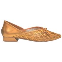 Sapatilha bico fino couro metalizado bronze maithe 52a0010