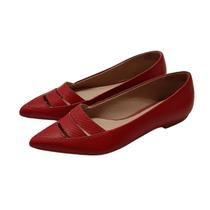 Sapatilha Bico Fino Couro Snake Vermelho