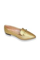 Sapatilha Bico Fino Dourado Metálico Aplicações Em Metal Lightgel Sapatilha Bico Fino Dourado Metálico Aplicações Em Metal Lightgel
