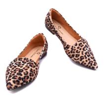 Sapatilha Bico Fino Feminino Animal Print Onça