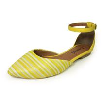 Sapatilha Bico Fino Luiza Sobreira Listras Amarelo/Branco Mod. 2154 Sapatilha Bico Fino Luiza Sobreira Listras Amarelo/Branco Mod. 2154