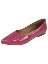 Sapatilha Bico Fino Verniz - Rosa Carmesin