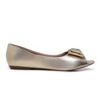Sapatilha Bico PeepToe Leruchel Laço Melizada Ouro Light Sapatilha Bico PeepToe Leruchel Laço Melizada Ouro Light