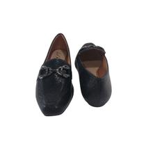 Sapatilha Bico Quadrado Craquele Preto
