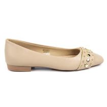 Sapatilha Bico Quadrado Enfeite Dourado