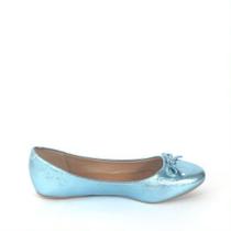 Sapatilha Bico Redondo Azul Metalizada