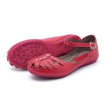 Sapatilha Boneca Couro Vermelho Confort JotaFlex