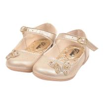 Sapatilha Boneca Infantil Menina Borboleta Strass Dourada Sapatilha Boneca Infantil Menina Borboleta Strass Dourada