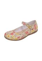 Sapatilha Boneca Infantil Menina Camurça Marfim Floral Amarelo e Laranja Sapatilha Boneca Infantil Menina Camurça Marfim Floral Amarelo e Laranja