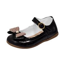 Sapatilha Boneca Infantil Menina Laço Glitter Preto Verniz Sapatilha Boneca Infantil Menina Laço Glitter Preto Verniz