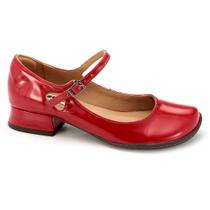 Sapatilha Boneca Retrô em verniz Mary Jane Vermelho