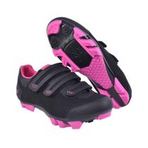 Sapatilha Ciclismo MTB FLR F-55 Knit Preto e Rosa