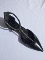 Sapatilha Cristal Couro Preto