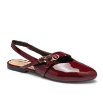 Sapatilha Dakota Feminina Slingback Bordô Bico Fino Fivelas