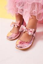 Sapatilha Doce Pe Laço Rosa Metalizado para Meninas