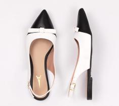 Sapatilha Elegante Confortável Slingback Feminina Bicolor Marcela Prado