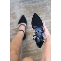 sapatilha femina sapatilha basica bico fino detalhe em corrente sapato confortavel femino