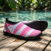 Sapatilha Feminina Aquatica de Neoprene Rosa Esportiva Hibrida Nautica Antiderrapante Exclusiva Solado Borracha Confortavel Segura Bonita Leve