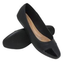 Sapatilha Feminina Beira Rio Conforto Super Delicada Bico Redondo 7815 Preto/Verniz