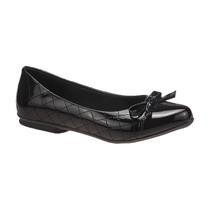 Sapatilha Feminina Bico Fino Casual Mocassim Social Bordado Verniz Preto LiaMalia