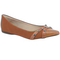 Sapatilha Feminina Bico Fino Rasteira Verniz com Brilho Flat Confortável Via Angel 1604.