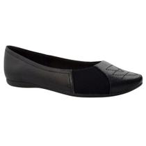 Sapatilha Feminina Bico Redondo Bordado Conforto Usaflex AD0710 - Preto - 36